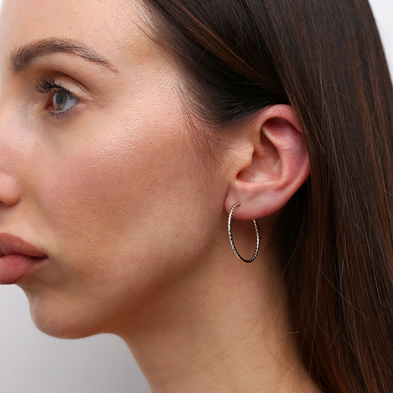 Gold 585 Diamant-Reifenohrringe Durchmesser 2 cm