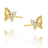 Gold durchbrochene Schmetterlingsohrringe mit Zirkonen 585 auf einem Stift