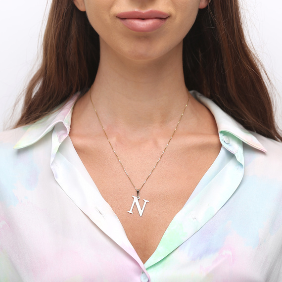 Gold-Anhänger 585 einfacher Buchstabe N Höhe 2 cm