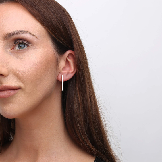 Goldene Ohrstecker 585 lang glatt klassisch mit Steckverschluss