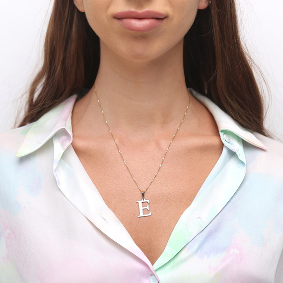 Gold-Anhänger 585 einfacher Buchstabe E Höhe 2 cm