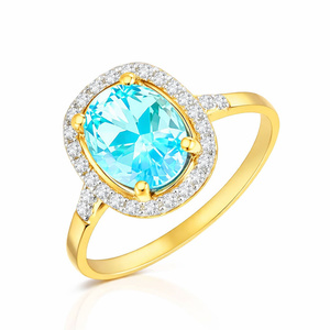 Goldring 585 Saphir 0,43 Karat Diamanten 0,14 Karat 