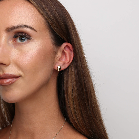 Gold-Tropfen-Ohrringe schlicht 585 runde Tränen auf einem Stift 1,1 cm