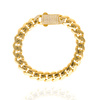 Damen Gold 585 gepanzert breites Armband mit Zirkonen auf Schließe 19,5 cm