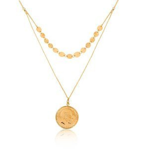 Gold-Damenhalskette 585 Münz-Doppelreife