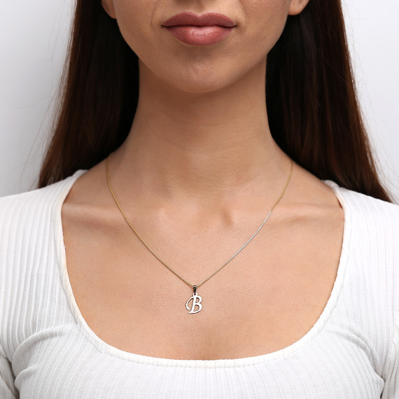 Gold-Anhänger 585 Buchstabe schräg B