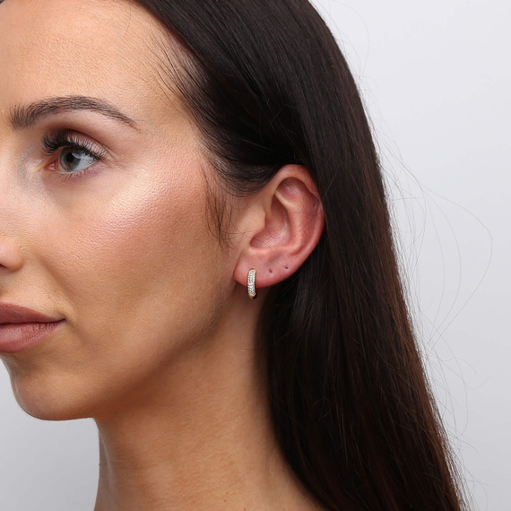 Kreis Ohrringe Gold 585 kleine Kugeln auf Snap 1,2 cm