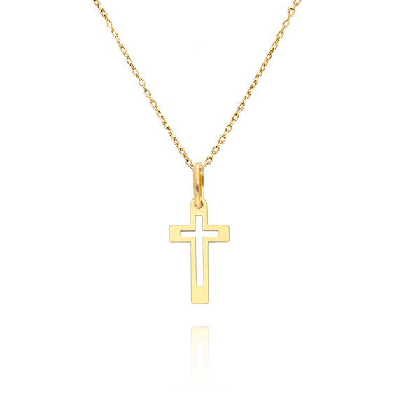 Goldanhänger 585 schlichtes schmales Kreuz 