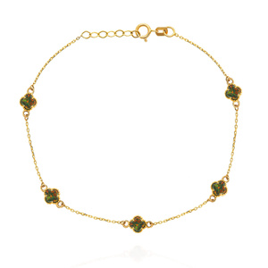 Goldarmband mit Blumen 585 Kleeblätter in Goldfassung Opal 18-20 cm