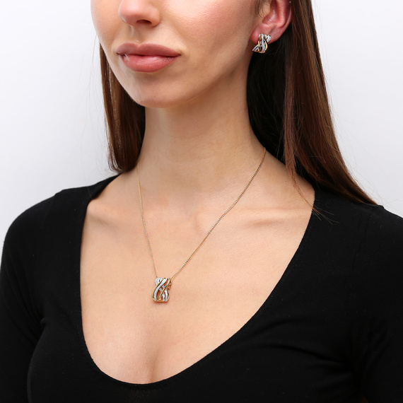 Gold 585 Komma-Ohrringe mit dreifachen Diamanten 0,90 ct