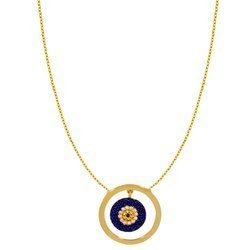 Gold Halskette Auge des Propheten Fatima blauer Zirkonia 585 Jasmine
