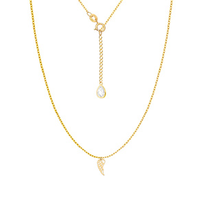 Gold 585 Feierliche Flügelkette mit Zirkonia-Anhänger an der Schließe 42 - 45 cm
