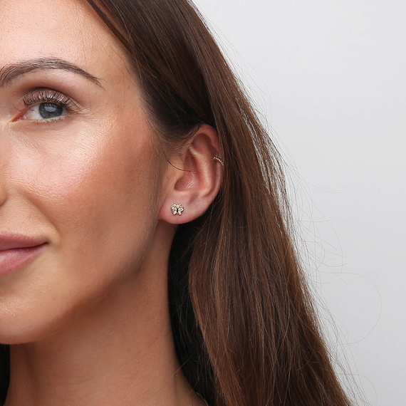 Goldene Ohrringe mit Schmetterlingen 585 Schmetterlinge mit Zirkonia auf Steckern