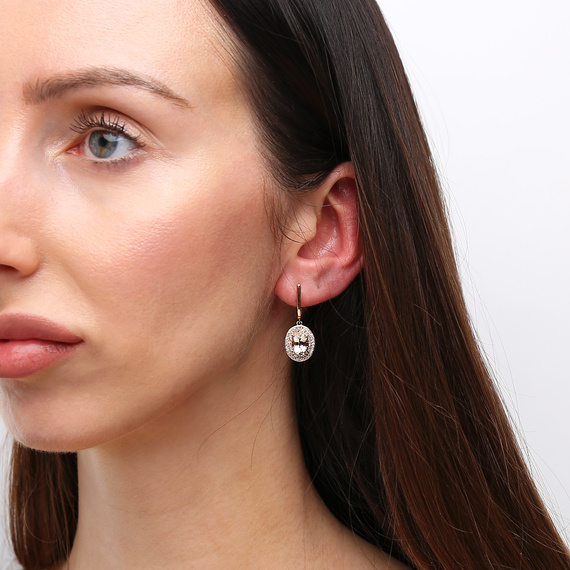 Goldohrringe 585 Oval Morganit Diamanten Rotgold 2,67 ct