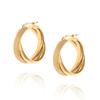 585 Doppelte Ohrringe aus Satin und Glattgold mit Schnappverschluss 3 cm