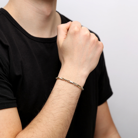 Herren-Goldarmband 585 Doppelglieder-Fußkettchen Breite 4,1 mm Länge 21 cm