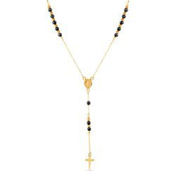 585 Gold Rosenkranz Halskette mit schwarzen Zirkonen Nyks