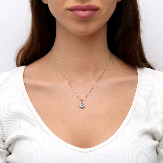 Gold runder Anhänger 585 Tansanit Diamanten 0,66 ct