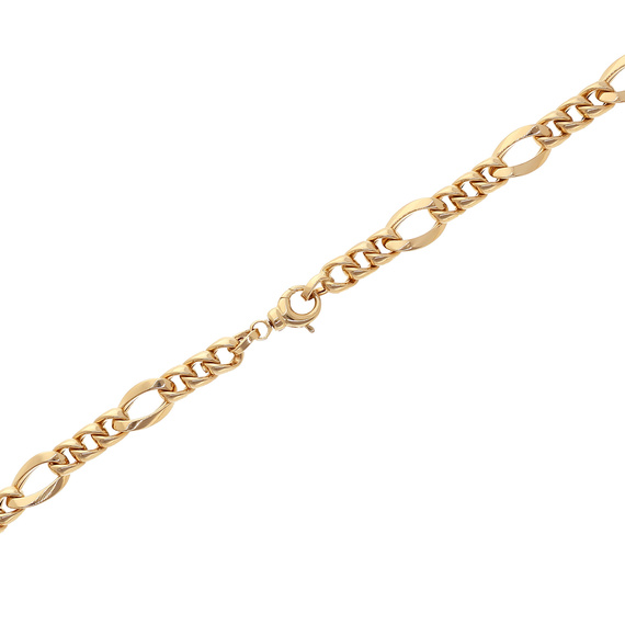 Goldkette 585 Figarokette 3+1 geblasene große Glieder