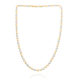 Goldkette 585 Kaffeebohnen Weiß- und Gelbgold Länge 50 cm