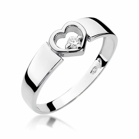 Gold Verlobungsring Herz mit 0,04 ct Diamant