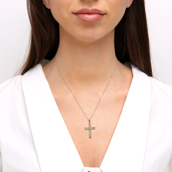 Gold 585 Diamant-Kreuz-Anhänger