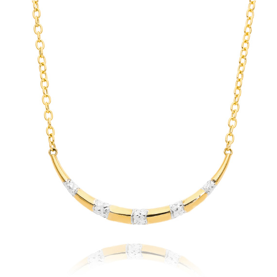 Damen Goldkette 585 Diamant Horn Weiß- und Gelbgold Fußkettchen Kette