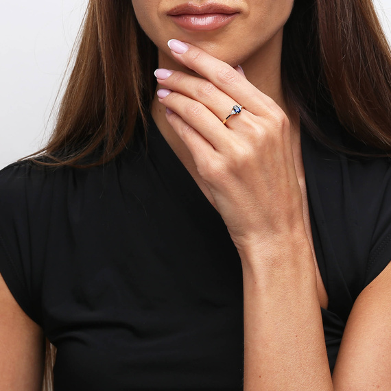 Goldring 585 Saphir 0,43 Karat Diamanten 0,14 Karat