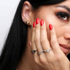 Gold 585 Verlobungsring rechteckig Zirkonia Baguette Zirkonia Perlen