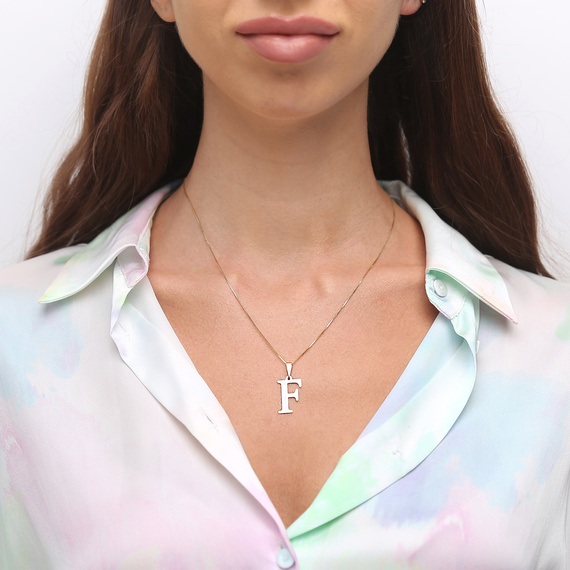 Gold-Anhänger 585 gerader Buchstabe F Höhe 2 cm