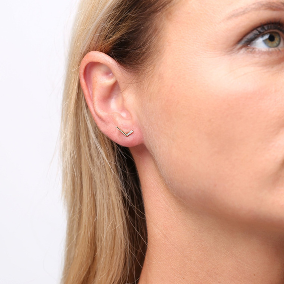 Gold Skate Komma Ohrringe mit Zirkonen 585 Jasmine