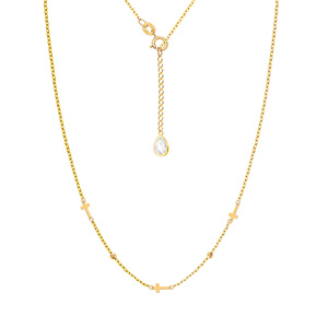 Goldene Festkette 585 Kreuze mit Zirkonia an der Schließe 40 - 43 cm