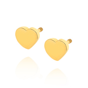 Gold 585 schlichte Herz-Ohrringe zum Aufschrauben