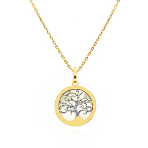 Goldener Anhänger 585 Perlmutt Glücksbaum Weiß- und Gelbgold