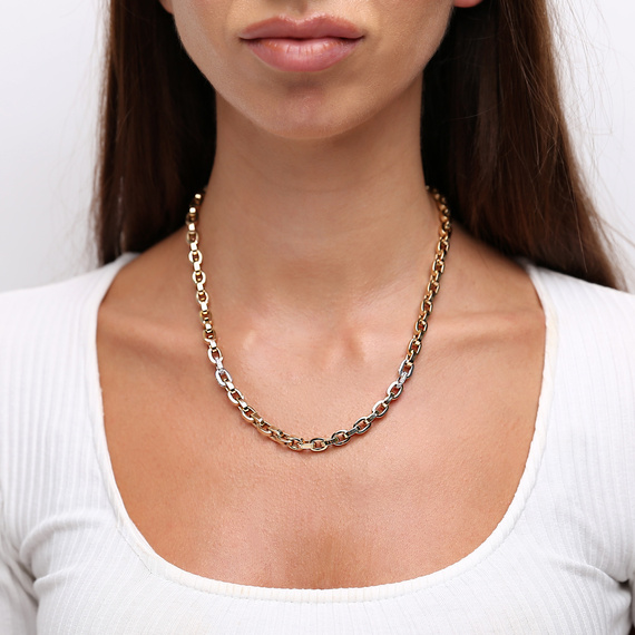 Damen Gold Halskette 585 dicke Kette Fußkettchen Zirkone