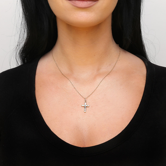 Goldanhänger 585 Jesus am Kreuz aus Weiß- und Gelbgold