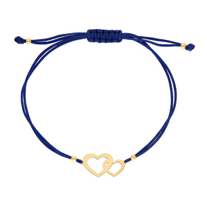 585 Goldarmband auf roter Kordel Herzperlen