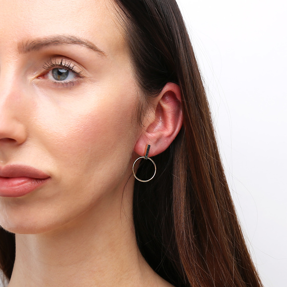 Gold 585 kreisförmige Ohrringe mit 0,05 Karat Diamanten