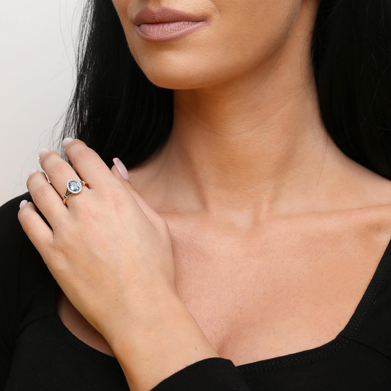 Goldring 585 Saphir 0,43 Karat Diamanten 0,14 Karat