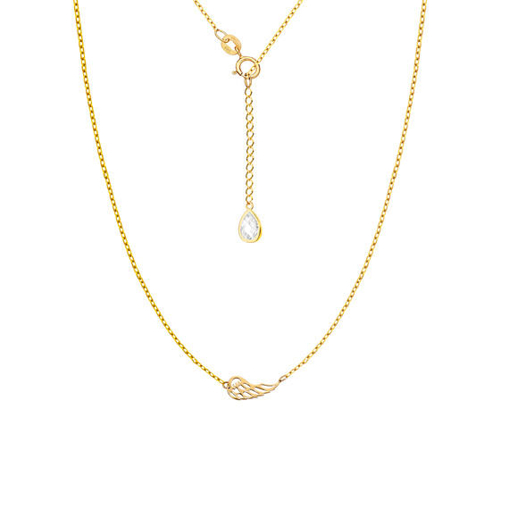 Gold 585 Engelsflügel Festkette mit Zirkonia an der Schließe 42 - 45 cm