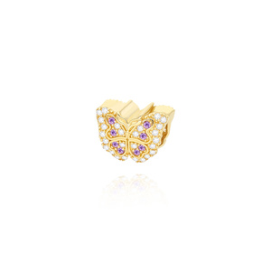 Gold 585 Charms Schmetterling Zirkonia Armband Anhänger