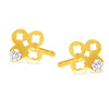 Goldene durchbrochene Kleeblatt-Ohrringe mit Zirkonia an einem 585 Daisy-Stift
