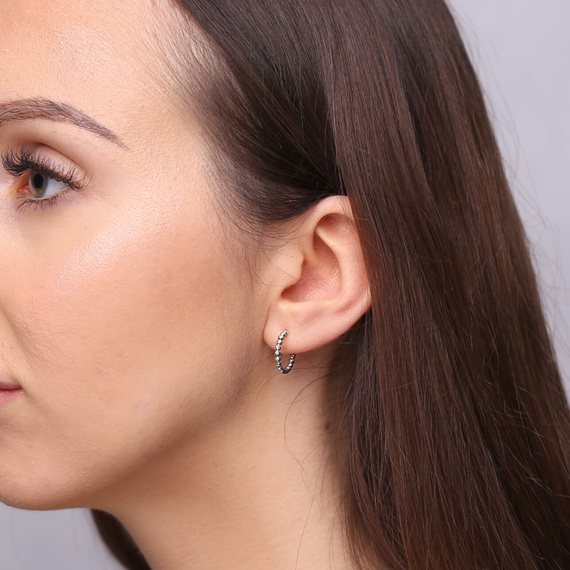 Anelli Diamant Kreis Ohrringe Kugeln Weißgold 14 mm auf einem 585 Anelli Post