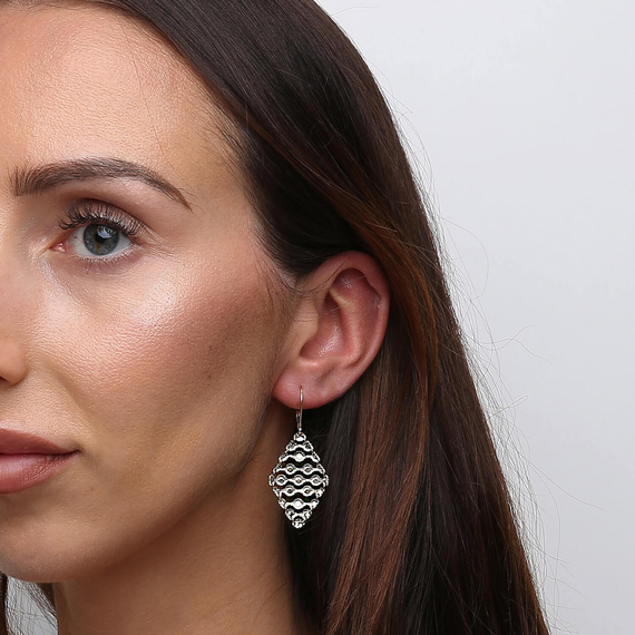 Gold-Anhänger Ohrringe 585 durchbrochene Rauten Englisch