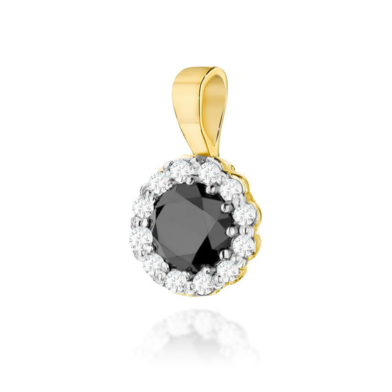 Runder Goldanhänger mit Diamanten 585 schwarzer Diamant 0,50 Karat weiße Diamanten 0,10 Karat