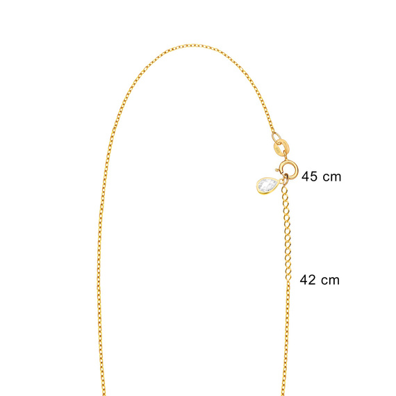 Gold 585 Festkreuz Halskette auf Kreis mit Zirkonia am Verschluss 42 - 45 cm