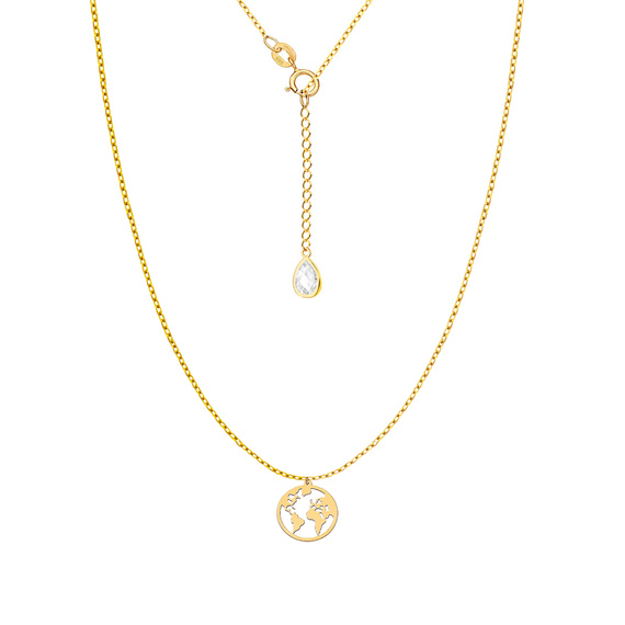 Gold Festkette 585 durchbrochene Kreis Weltkarte 42 - 45 cm