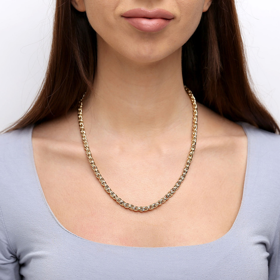 Damen Gold Halskette 585 lockige Halskette a la korda dick 45 cm