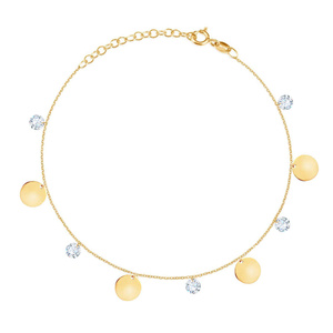 Gold-Bein-Armband mit Ringen 585 feierlichen Kreisen und Zirkonen