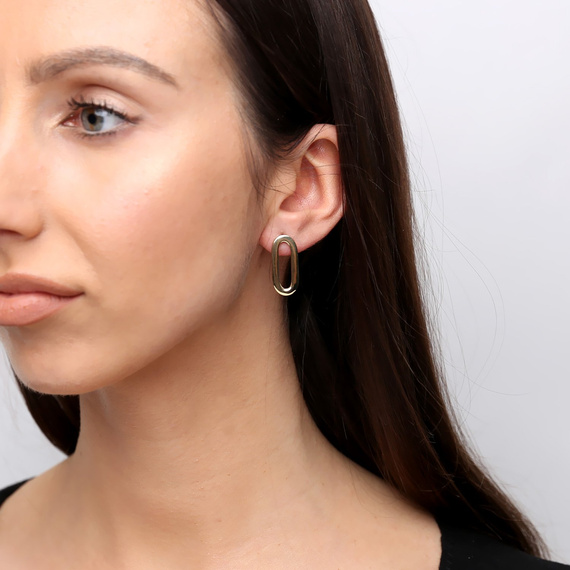 Gold 585 große Sicherheitsnadel-Ohrringe